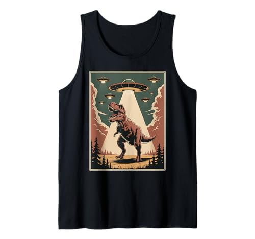 Lustiger Alien Abduktion UFO Dinosaurier Witz Frauen Männer sarkastisch Tank Top von SciFi Alien Abduction Dinosaur T Rex Humor Artwork