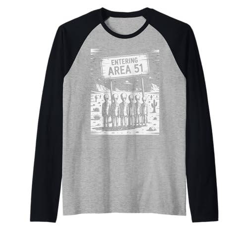 Lustiger Spruch Entering Area 51 Alien Suit UFO-Szene Frauen Männer Raglan Lustiger Spruch Entering Area 51 Alien Suit UFO-Szene Frauen Männer Raglan von SciFi Fans UFO Hunters Extraterrestrial Geek Humor