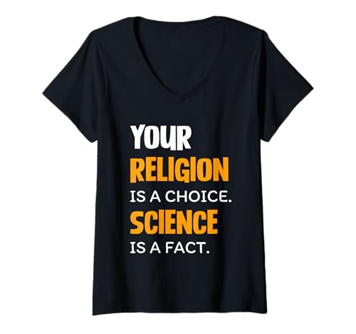 Damen Deine Religion ist eine Wahl Wissenschaft ist eine Tatsache T-Shirt mit V-Ausschnitt Damen Deine Religion ist eine Wahl Wissenschaft ist eine Tatsache T-Shirt mit V-Ausschnitt von Science And Religion Facts Choice Expression