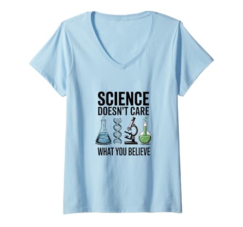 Damen Der Wissenschaft ist es egal, was Sie glauben Wissenschaftlicher Lehrer T-Shirt mit V-Ausschnitt Damen Der Wissenschaft ist es egal, was Sie glauben Wissenschaftlicher Lehrer T-Shirt mit V-Ausschnitt von Science Doesn't Care Teacher Appreciation