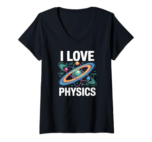 Damen Ich liebe Physik Cosmic Atom Formula Design T-Shirt mit V-Ausschnitt Damen Ich liebe Physik Cosmic Atom Formula Design T-Shirt mit V-Ausschnitt von Science Enthusiasts Cosmic Physics Universe