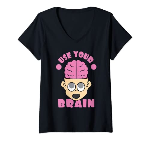 Damen Funny Use Your Brain Science Geek Nerd T-Shirt Geschenk Neu T-Shirt mit V-Ausschnitt Damen Funny Use Your Brain Science Geek Nerd T-Shirt Geschenk Neu T-Shirt mit V-Ausschnitt von Science Geek Nerd Gift Brain power Tee Funny