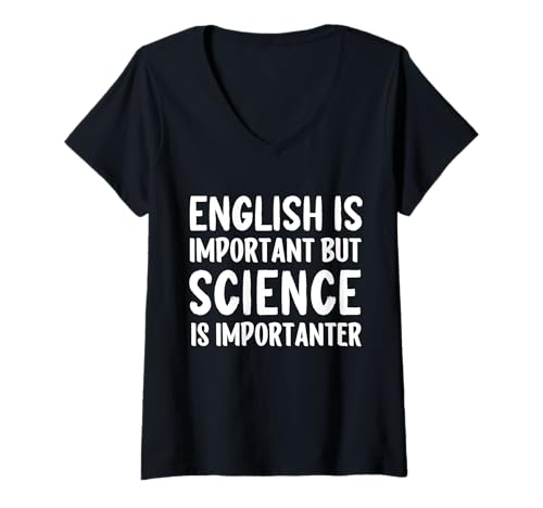 Damen Lustiges Englisch ist wichtig, Aber Wissenschaft ist wichtiger T-Shirt mit V-Ausschnitt von Science Is Importanter Tees