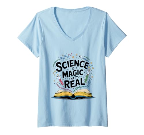 Damen Science Teacher Science is Magic That's Real Funny STEM T-Shirt mit V-Ausschnitt Damen Science Teacher Science is Magic That's Real Funny STEM T-Shirt mit V-Ausschnitt von Science Is Magic That’s Real Funny Gifts & Apparel