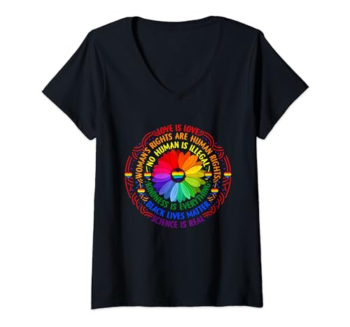 Damen Science Is Real Black Lives Matter Shirt, LGBT-Pride-Geschenk für Schwule T-Shirt mit V-Ausschnitt von Science Is Real Black Lives Matter Shirt