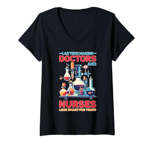 Damen Lab Tech Helping Docs And Nurses Look Smart for Years T-Shirt mit V-Ausschnitt Damen Lab Tech Helping Docs And Nurses Look Smart for Years T-Shirt mit V-Ausschnitt von Science Med Humor Professionals