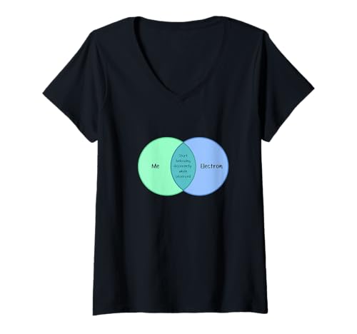 Damen Quantum Observer Effect Humor Venn Diagramm Meme T-Shirt mit V-Ausschnitt von Science Nerd Physics Meme Humor