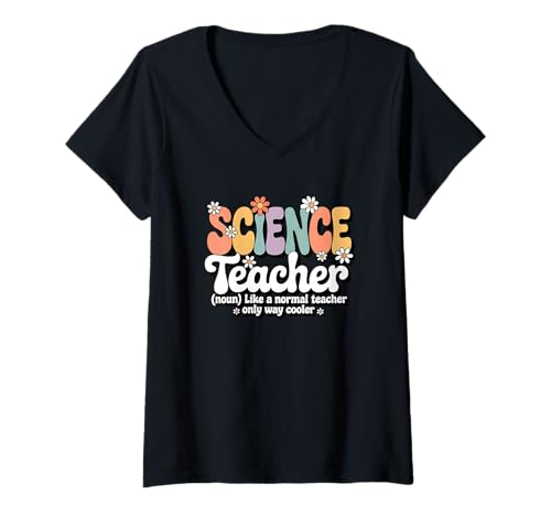 Damen Retro Groovy Science Teacher STEM Physik Back to School T-Shirt mit V-Ausschnitt Damen Retro Groovy Science Teacher STEM Physik Back to School T-Shirt mit V-Ausschnitt von Science Teacher Apparel for Women & Men