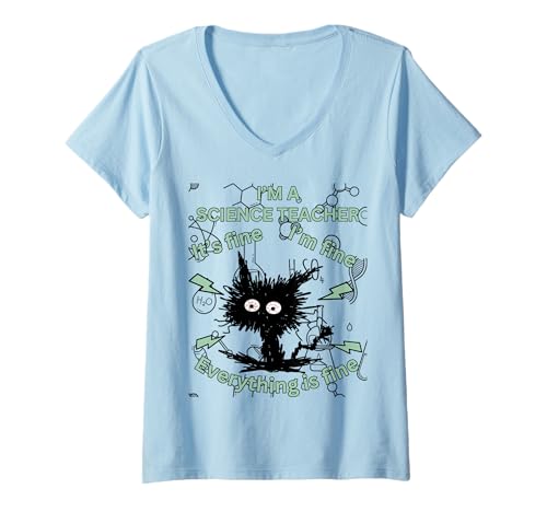 Damen Ich Bin Lehrer für Naturwissenschaften. Alles ist in Ordnung, Humor, Design T-Shirt mit V-Ausschnitt Damen Ich Bin Lehrer für Naturwissenschaften. Alles ist in Ordnung, Humor, Design T-Shirt mit V-Ausschnitt von Science Teacher Humor Everything is Fine Vibe