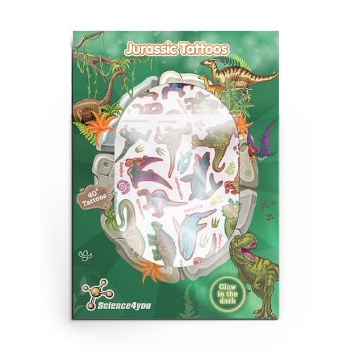 Science4you Temporäre Tattoos – Kit von Temporäre Tattoos das perfekte Partygeschenk für Kinder, mit mehr als 40 Dinosaurier Tattoo für Jungen & Mädchen im Alter von 5 6 7 8 9+ von Science4you