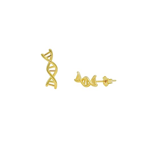 ScienceFox DNA-Helix-Ohrringe Ohrstecker | Eleganter Wissenschaftsschmuck | 925 Sterlingsilber | 3 Farboptionen | Geschenk für Biologie- & Chemie-Liebhaber (14k Gold-Überzug) von ScienceFox