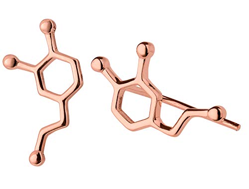 ScienceFox Dopamin Molekül Ohrstecker Ohrringe aus 925 Sterlingsilber in 3 Farben: Silber, Gold, Rosegold (Roségold) von ScienceFox