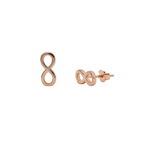 ScienceFox Unendlichkeits Ohrringe Ohrstecker aus 925 Sterlingsilber in Silber Gold Rosegold erhältlich Geschenk Damen Studenten Mathematik Wissenschaft Infinity-Symbol (14k Roségold-Überzug) von ScienceFox