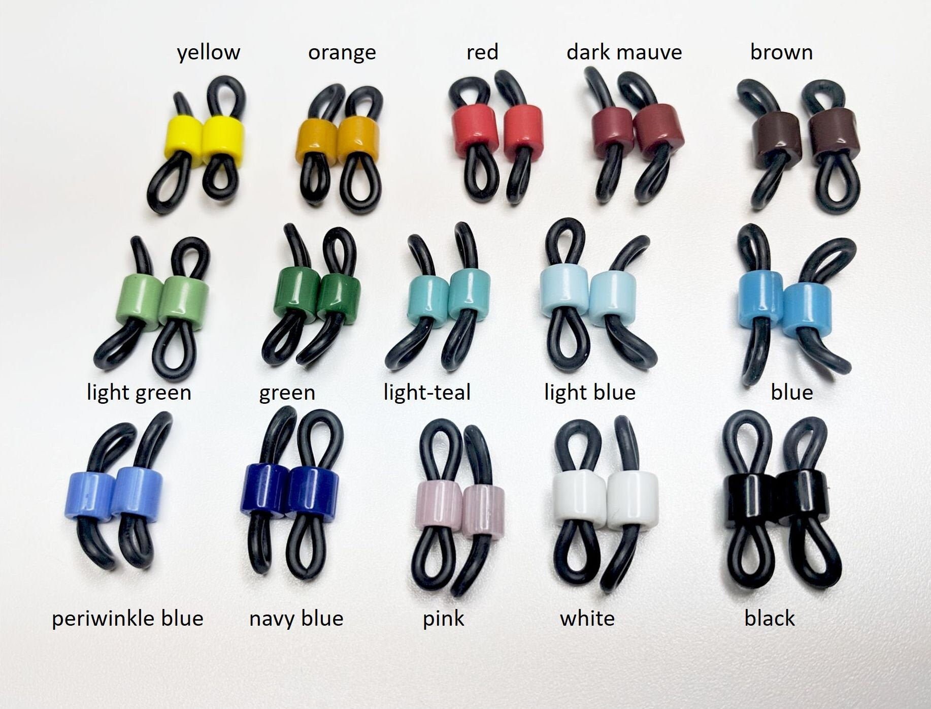 Brillenhalter - 2 Paar Wählen Sie Die Farbe Rohr Und Gummi-Loop-steckverbinder Für Augenglasketten Brillenhalter - 2 Paar Wählen Sie Die Farbe Rohr Und Gummi-Loop-steckverbinder Für Augenglasketten von ScienceKitty