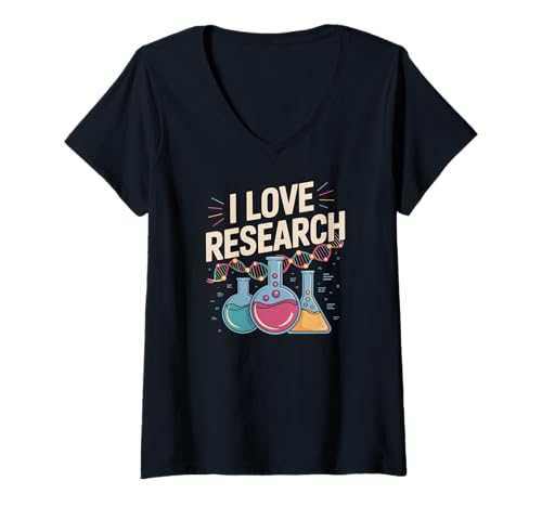 Damen Ich liebe Research Science Lab DNA Enthusiast T-Shirt mit V-Ausschnitt von Scientific Exploration Enthusiasts Unite in