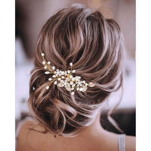 Haarschmuck Hochzeit, Braut Silberhochzeit für die Haarschmuck Braut – Kristall Haarrebe mit Blume und Blatt Design, eleganter Kopfschmuck für Hochzeiten und besondere Anlässe (Golden) Haarschmuck Hochzeit, Braut Silberhochzeit für die Haarschmuck Braut – Kristall Haarrebe mit Blume und Blatt Design, eleganter Kopfschmuck für Hochzeiten und besondere Anlässe (Golden) von Scinzene
