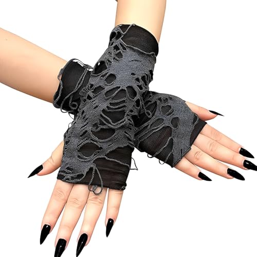 Scinzene Halloween Handschuhe - Fingerlose Spinnennetz Spitzenhandschuhe für Party Kostüm, Gothic Hexen Zubehör von Scinzene