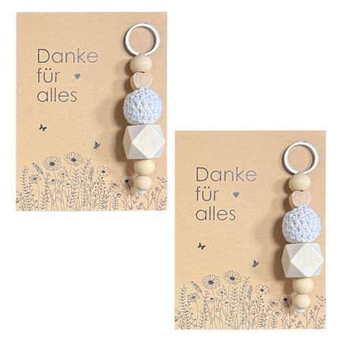 Scinzene 2 Set Danke Geschenke Schlüsselanhänger mit Karte, Kleines Dankeschön Geschenk Perfektes Abschiedsgeschenk für Lehrerin Freundin und Kollegin von Scinzene