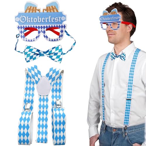 Scinzene 3 Stück Oktoberfest Accessoires - Hosenträger Herren, Oktoberfest Herren Outfit, Bayerische Hosenträger, Für Oktoberfeste Fasching Volksfest Junggesellenabschied Karneval Kostüm-Partys von Scinzene