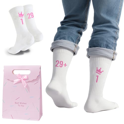 Scinzene 30. Geburtstag Frauen Socken - Lustiges Mittelfinger Design Geschenk, Stickerei Happy 30 Inches - Baumwolle, mit Geschenkbeutel von Scinzene