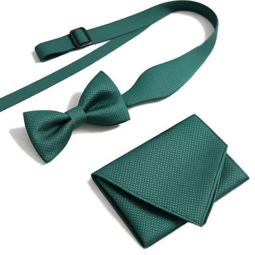 Scinzene Grüne Fliege Herren mit Einstecktuch Set - Anzug Accessoire für Hochzeit, Abendgarderobe und formelle Anlässe - Verstellbare Fliege von Scinzene