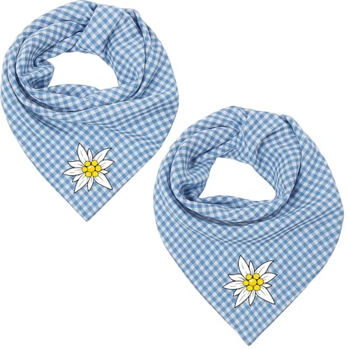 Scinzene 2 Stück Blaue Oktoberfest Accessoires Für Damen Herren, Oktoberfest Herren Outfit, Oktoberfest Outfit Trachten Halstuch Zubehör, 50 * 50cm, Chequered Trachtenhalstücher Bayern Dreieckstücher von Scinzene