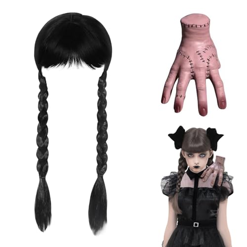 Scinzene Wednesday Hand und Perücke, Eiskaltes Händchen, Realistische Halloween Kostüm-Accessoires für Kinder und Erwachsene Scinzene Wednesday Hand und Perücke, Eiskaltes Händchen, Realistische Halloween Kostüm-Accessoires für Kinder und Erwachsene von Scinzene