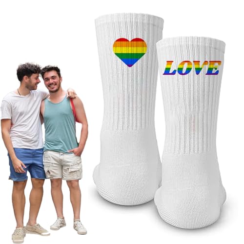 Scinzene Pride Socken 36-46 - Regenbogen Accessoires, CSD Pride Socken Unisex für Damen und Herren, LGBTQ Pride Accessoires mit Design im Rainbow Fersenbereich von Scinzene