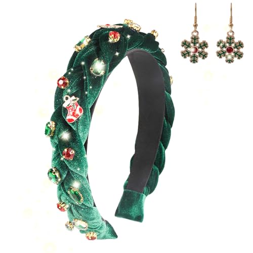 Scinzene Weihnachts Haarschmuck, mit 1 Paar Weihnachtsohrringe, Fhaarschmuck, Haarreif Weihnachten, Weihnachts Haarreif, Haarschmuck Weihnachten, Haarschmuck Mädchen, Weihnachtshaarreifen Erwachsene von Scinzene