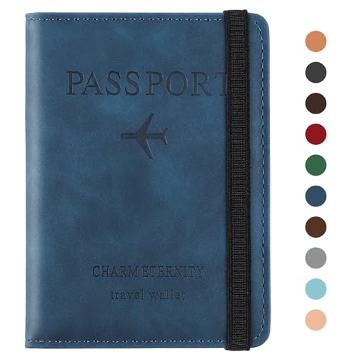 Sciphylia Reisepasshülle Reisepass Hülle Impfpass Hülle mit RFID Blocker PU-Leder Passport Cover für Damen Herren Schutzhülle Tasche Reisedokumente Organizer, Dunkelblau von Sciphylia