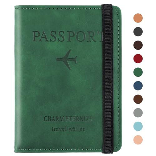 Sciphylia Reisepasshülle Reisepass Hülle Impfpass Hülle mit RFID Blocker PU-Leder Passport Cover für Damen Herren Schutzhülle Tasche Reisedokumente Organizer, Dunkelgrün von Sciphylia
