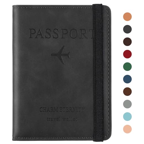 Sciphylia Reisepasshülle Reisepass Hülle Impfpass Hülle mit RFID Blocker PU-Leder Passport Cover für Damen Herren Schutzhülle Tasche Reisedokumente Organizer, Dunkelschwarz von Sciphylia