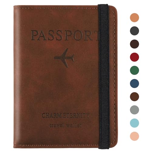 Sciphylia Reisepasshülle Reisepass Hülle Impfpass Hülle mit RFID Blocker PU-Leder Passport Cover für Damen Herren Schutzhülle Tasche Reisedokumente Organizer, Dunkles Kamel von Sciphylia