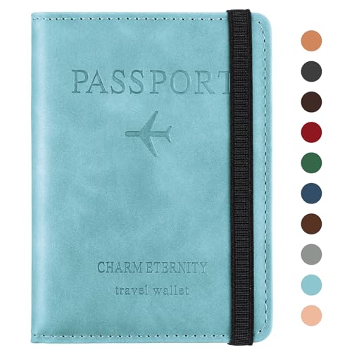 Sciphylia Reisepasshülle Reisepass Hülle Impfpass Hülle mit RFID Blocker PU-Leder Passport Cover für Damen Herren Schutzhülle Tasche Reisedokumente Organizer, Seeblau von Sciphylia
