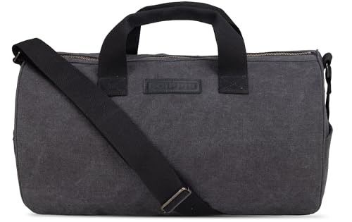 SCIPPIS Malibu Duffle Bag – Canvas Weekender für Damen & Herren | Sporttasche & Reisetasche aus Baumwolle | Handgepäck-Größe | Schultergurt & Tragegriffe | Braun oder Schwarz (Schwarz) von SCIPPIS