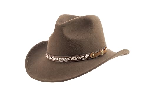 Scippis Sandstone – Westernhut aus Wollfilz für Damen & Herren | Wasserabweisender & formstabiler Outdoorhut mit Lederhutband | Knautschbar & stilvoll (DE/NL/SE/PL, Alphanumerisch, L, Braun) von SCIPPIS