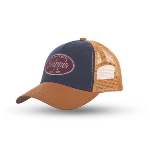 Scippis Unisex Trucker Cap Rokewood – Retro Baseballcap Navy Braun mit Mesh und Stickerei Snapback Scippis Unisex Trucker Cap Rokewood – Retro Baseballcap Navy Braun mit Mesh und Stickerei Snapback von Scippis