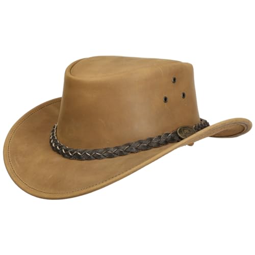 SCIPPIS Wigan Lederhut Westernhut Cowboyhut Rindslederhut Herren - mit Lederband Frühling-Sommer Herbst-Winter Frühjahr Sommer Herbst Winter - L (58-59 cm) Cognac von SCIPPIS