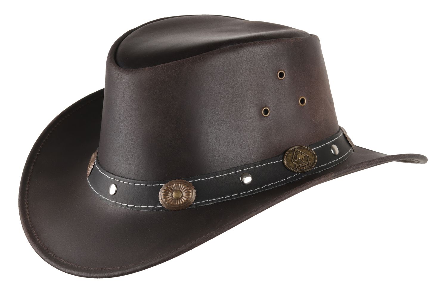 Scippis wetterfester Western-Lederhut Reno mit Antik-Conchos von Scippis