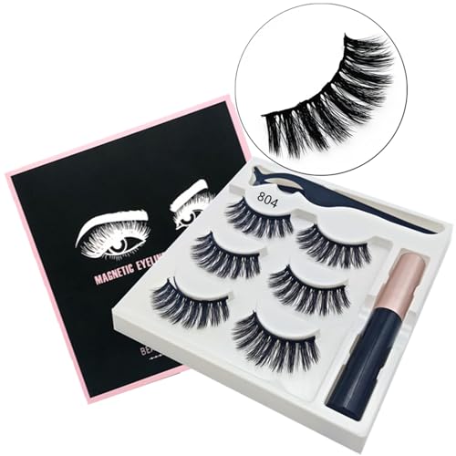 Scnvsi Magnetische Wimpern und Eyeliner-Set, 3 Paar wiederverwendbare magnetische Wimpern mit Eyeliner, 3D-natürliche Look-falsche Wimpern von Scnvsi