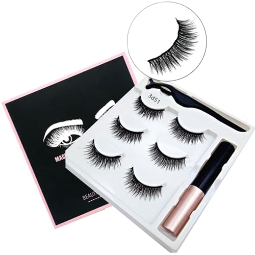 Scnvsi Magnetische Wimpern und Eyeliner-Set, 3 Paar wiederverwendbare magnetische Wimpern mit Eyeliner, 3D-natürliche Look-falsche Wimpern von Scnvsi