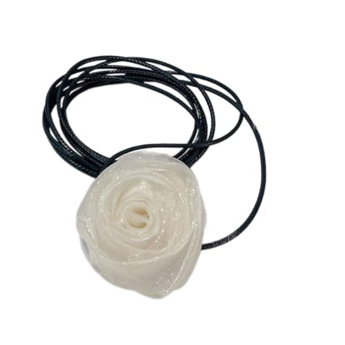 Scnvsi Stilvolle Rosenblüten-Halskette, Simulationsblume, Halskette für Damen und Mädchen, Schlüsselbeinkette, auffälliges Halsband-Zubehör von Scnvsi
