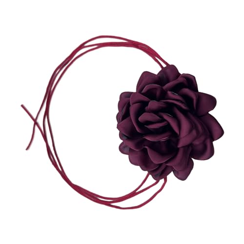Scnvsi Stilvolle Rosenblüten-Halskette, Simulationsblume, Halskette für Damen und Mädchen, Schlüsselbeinkette, auffälliges Halsband-Zubehör von Scnvsi