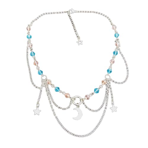 Scnvsi Vintage Kristall Mond Stern Halskette Frauen Böhmischen Quasten Schichten Anhänger Halsketten Kragen Kette Schmuck Party Geschenk von Scnvsi