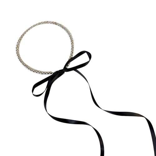 Scnvsi Zarte Schleifen-Halsketten-Accessoire, elegante Imitationsperlen, Schlüsselbein-Kettenverzierung für modebewusste Damen von Scnvsi