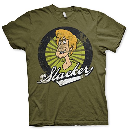Scooby-Doo! Offizielles Lizenzprodukt Shaggy The Slacker Herren-T-Shirt (Olive), Large von Scooby-Doo!