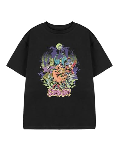 Scooby-Doo! Unisex Kinder Schwarzes Kurzarm-T-Shirt | Halloween-Grafik-T-Shirt für Kinder | Mystery Machine Cartoon Bekleidungsoberteil von Scooby-Doo!