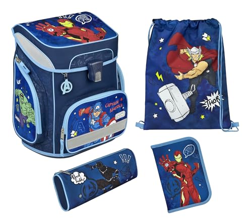 Scooli Schulranzen Avengers 18 Teile-Set mit Zubehör Iron Man Thor Hulk und mehr von Scooli