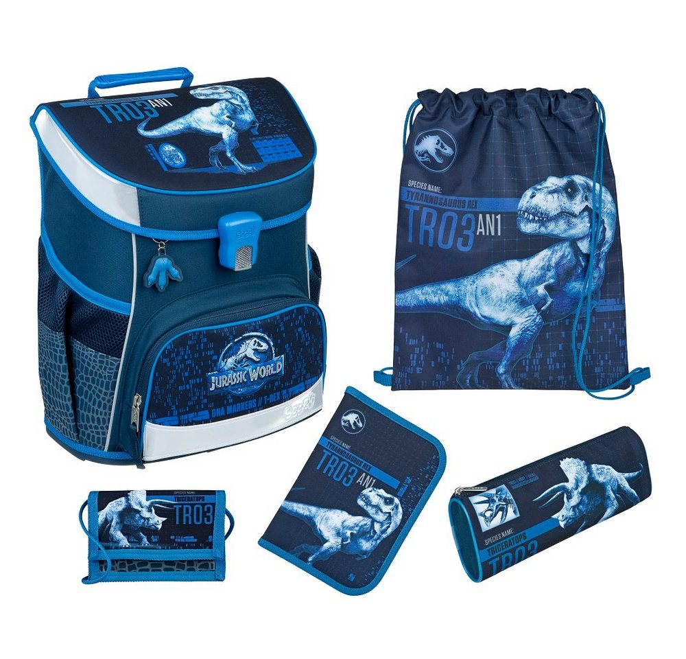 Scooli Schulranzen Campus Fit (Set, 5-tlg., inkl. Federmäppchen), Jurassic World Dinosaurier T-Rex Dino von Scooli