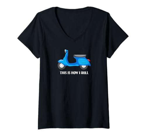 Damen Lustiger Vintage Scooter This is How I Roll T-Shirt mit V-Ausschnitt Damen Lustiger Vintage Scooter This is How I Roll T-Shirt mit V-Ausschnitt von Scooter Lover
